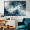 Large Abstract Print - Luxe Blue and Gold Abstract Canvas