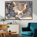 Abstract Blue and Gold Wall Art - Fluid Ink Artwork - Modern