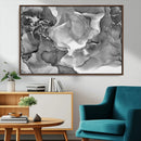 Black White Abstract Canvas Wall Art - Fluid Ink Artwork -