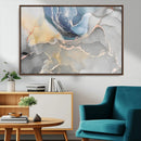 Large Abstract Blue and Gold Canvas Wall Art | Fluid Ink