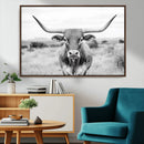 Highland Cow Wall Art Canvas Print – Black and White Western