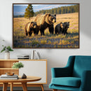 Grizzly Bear Family Wall Art Canvas Print – Majestic