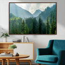 Misty Forest Mountain Wall Art Canvas Print – Framed Serene