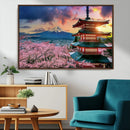 Mount Fuji Cherry Blossom Wall Art Canvas Print – Framed