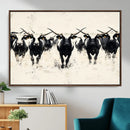 Texas Longhorn Wall Art – Framed Black White Cattle Canvas by MyGreatCanvas | Canvas Wall Art Prints | Photo Prints & Wall Decor