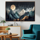 Moonlit Mountain Wall Art Canvas Print – Silhouetted Pines