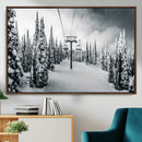 Snowy Pines Wall Art Canvas Print – Framed Ski Lift Winter