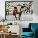 Texas Longhorn Wall Art Canvas Print – Framed Spotted Bull