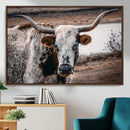 Texas Longhorn Wall Art Canvas Print – Framed Spotted Bull