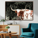 Texas Longhorn Wall Art Canvas Print – Framed Spotted Bull