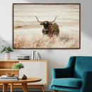 Texas Longhorn Wall Art Canvas Print – Framed Brown Horned