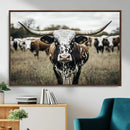 Texas Longhorn Wall Art – Framed Speckled Cow Canvas by MyGreatCanvas | Canvas Wall Art Prints | Photo Prints & Wall Decor