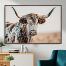 Texas Longhorn Wall Art – Framed Speckled Cow Canvas by MyGreatCanvas | Canvas Wall Art Prints | Photo Prints & Wall Decor
