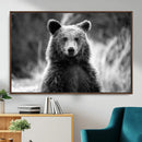 Grizzly Bear Wall Art Canvas Print – Framed Black White