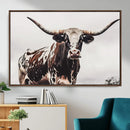 Texas Longhorn Wall Art Canvas Print – Framed Spotted Bull by MyGreatCanvas | Canvas Wall Art Prints | Photo Prints & Wall Decor