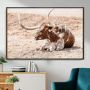 Texas Longhorn Wall Art Canvas Print – Framed Resting Bull by MyGreatCanvas | Canvas Wall Art Prints | Photo Prints & Wall Decor