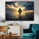 Jesus Walks Wall Art Canvas Print Framed Divine Sunset Art