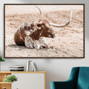Texas Longhorn Wall Art Canvas Print – Framed Resting Bull by MyGreatCanvas | Canvas Wall Art Prints | Photo Prints & Wall Decor