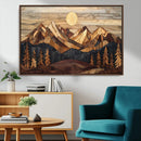 Wood Mountain Landscape Wall Art Canvas Print – Framed