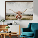 Texas Longhorn Wall Art Canvas Print – Framed Western Cow
