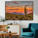 Saguaro Cactus Wall Art Canvas Print – Framed Arizona Sunset