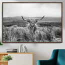 Monochrome Highland Cow Wall Art Canvas Print – Framed by MyGreatCanvas | Canvas Wall Art Prints | Photo Prints & Wall Decor
