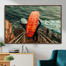 Surfer Stairway Wall Art – Framed Ocean Surf Canvas Artwork, by MyGreatCanvas | Canvas Wall Art Prints | Photo Prints & Wall Decor