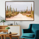 Desert Cactus Lined Road Wall Art Canvas Print – Framed by MyGreatCanvas | Canvas Wall Art Prints | Photo Prints & Wall Decor