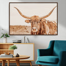 Longhorn Bull Wall Art Canvas Print – Framed Western Cow