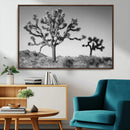 Joshua Tree Wall Art Canvas Print – Framed Monochrome Desert