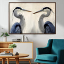 Blue Heron Pair Wall Art Canvas Print – Framed Coastal Bird