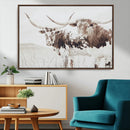 Longhorn Wall Art Canvas Print – Framed Western Cow Rustic