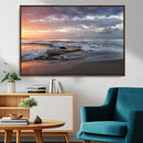 Golden Hour Wall Art Canvas Print – Framed Tranquil Waves