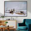 Bison Wildlife Wall Art Canvas Print – Framed Snowy Prairie