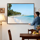 Palm Tree Coast Wall Art Canvas Print – Framed Island Getaway with Crystal Blue Water Scenic Artwork for Home, Office by MyGreatCanvas | Canvas Wall Art Prints | Photo Prints & Wall Decor