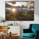 Snowy Peaks Wall Art Canvas Print – Rustic Mountain