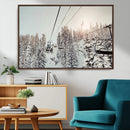 Frosty Pines Wall Art Canvas Print – Framed Cozy Cabin Ski