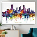 Atlanta Skyline Wall Art Canvas Print – Framed Colorful