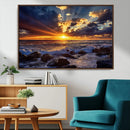 Sunset Ocean Wall Art Canvas Print – Waves Rocky Shore by MyGreatCanvas | Canvas Wall Art Prints | Photo Prints & Wall Decor