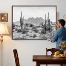 Black White Arizona Desert Canvas Wall Art Cactus Farmhouse