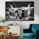 Black & White Longhorn Cattle Wall Art Canvas Print, Rustic by MyGreatCanvas | Canvas Wall Art Prints | Photo Prints & Wall Decor