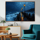 Dark Stormy Pier Wall Art Canvas Print, Moody Ocean Night by MyGreatCanvas | Canvas Wall Art Prints | Photo Prints & Wall Decor