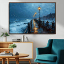 Stormy Night Pier Wall Art Canvas Print, Moody Ocean by MyGreatCanvas | Canvas Wall Art Prints | Photo Prints & Wall Decor