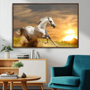 White Horse Running Canvas Sunset Wall Art by MyGreatCanvas | Canvas Wall Art Prints | Photo Prints & Wall Decor