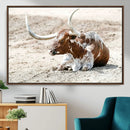 Majestic Longhorn Wall Art Canvas Print – Resting on Sunlit by MyGreatCanvas | Canvas Wall Art Prints | Photo Prints & Wall Decor
