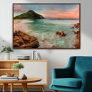 Stunning Coastal Landscape with Rocky Shore and Green Hills by MyGreatCanvas | Canvas Wall Art Prints | Photo Prints & Wall Decor