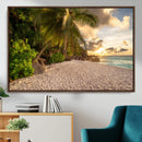 Tropical beach sunset, palm trees, white sand, ocean waves, by MyGreatCanvas | Canvas Wall Art Prints | Photo Prints & Wall Decor