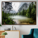 Misty Lake Forest Green Trees Calm Water Reflection Mountain by MyGreatCanvas | Canvas Wall Art Prints | Photo Prints & Wall Decor