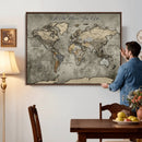 Personalized World Map Wall Art Canvas Print – Custom Push