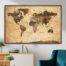 Push Pin World Map Canvas Print – Travel Tracker Wall Art